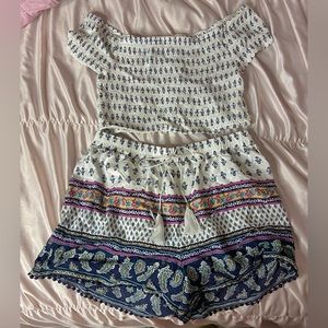 Crop top and high waisted shorts set